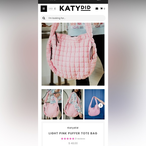 NWOT Katydid Pink Quilted Shoulder Bag with Black Bow Accents - Picture 9 of 13